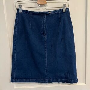 Talbots Blue Denim Stretch Mini Pencil Skirt Size 8